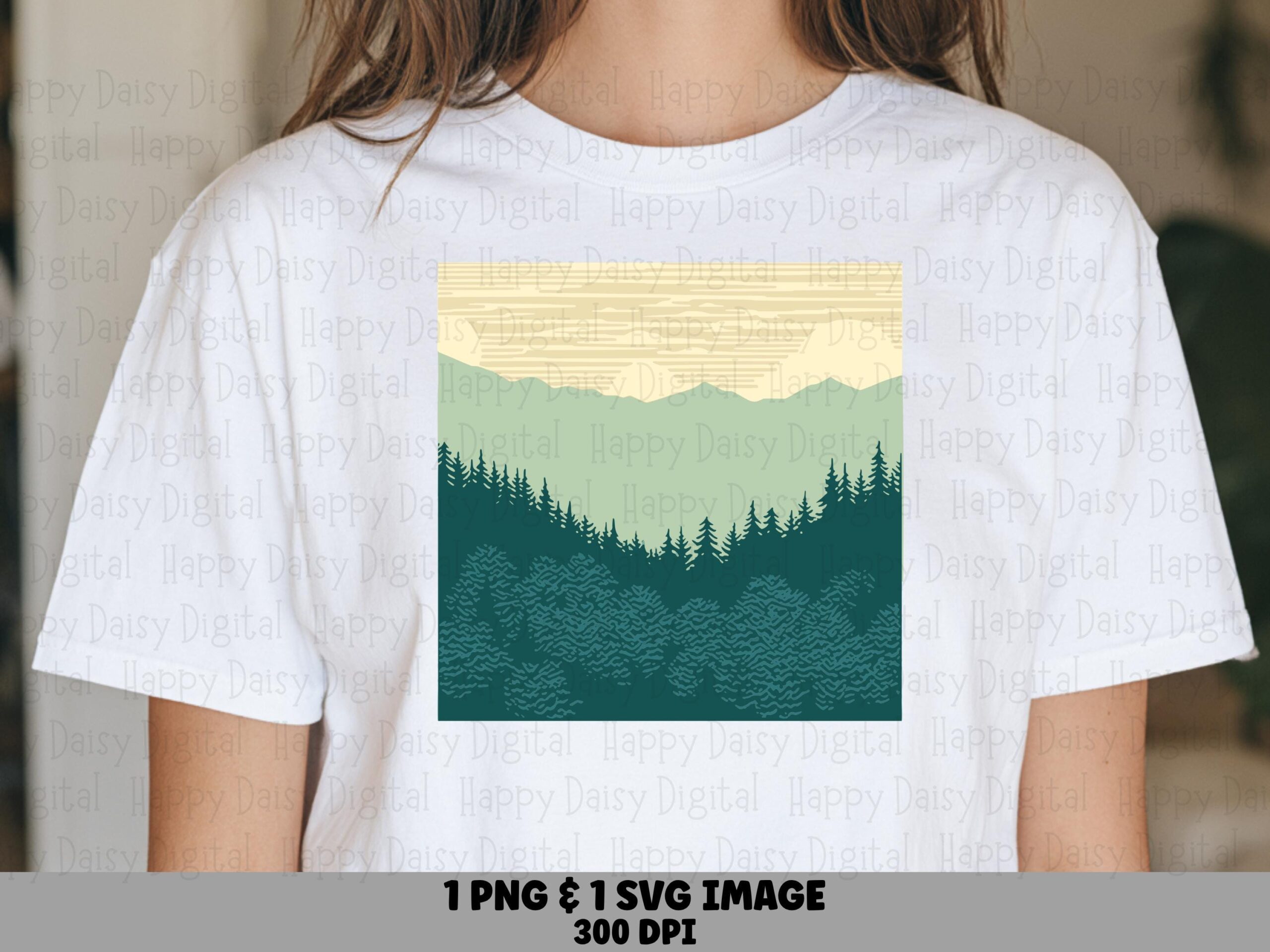 Forest Layers PNG, Misty Gradient Landscape Clipart | SVG Included | Print-Ready 300 DPI, Commercial Use