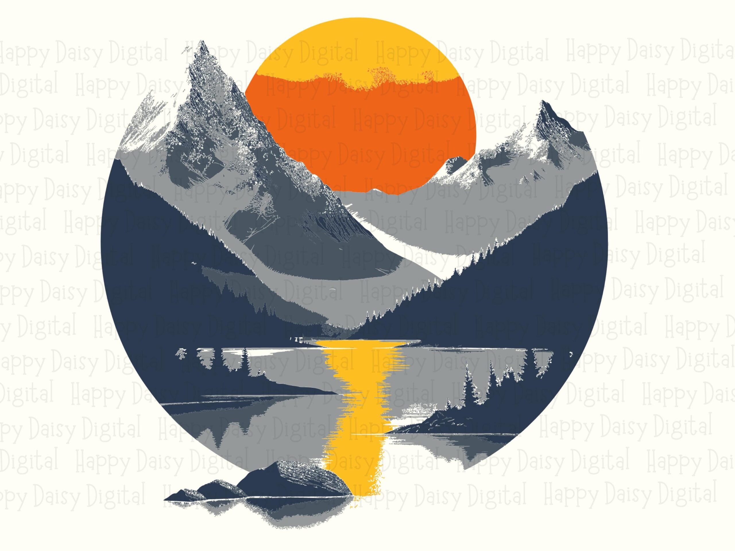 Lake Circle PNG, Alpine Mountain Badge Sublimation Artwork | SVG Included - 300 DPI, Commercial Use - Image 2
