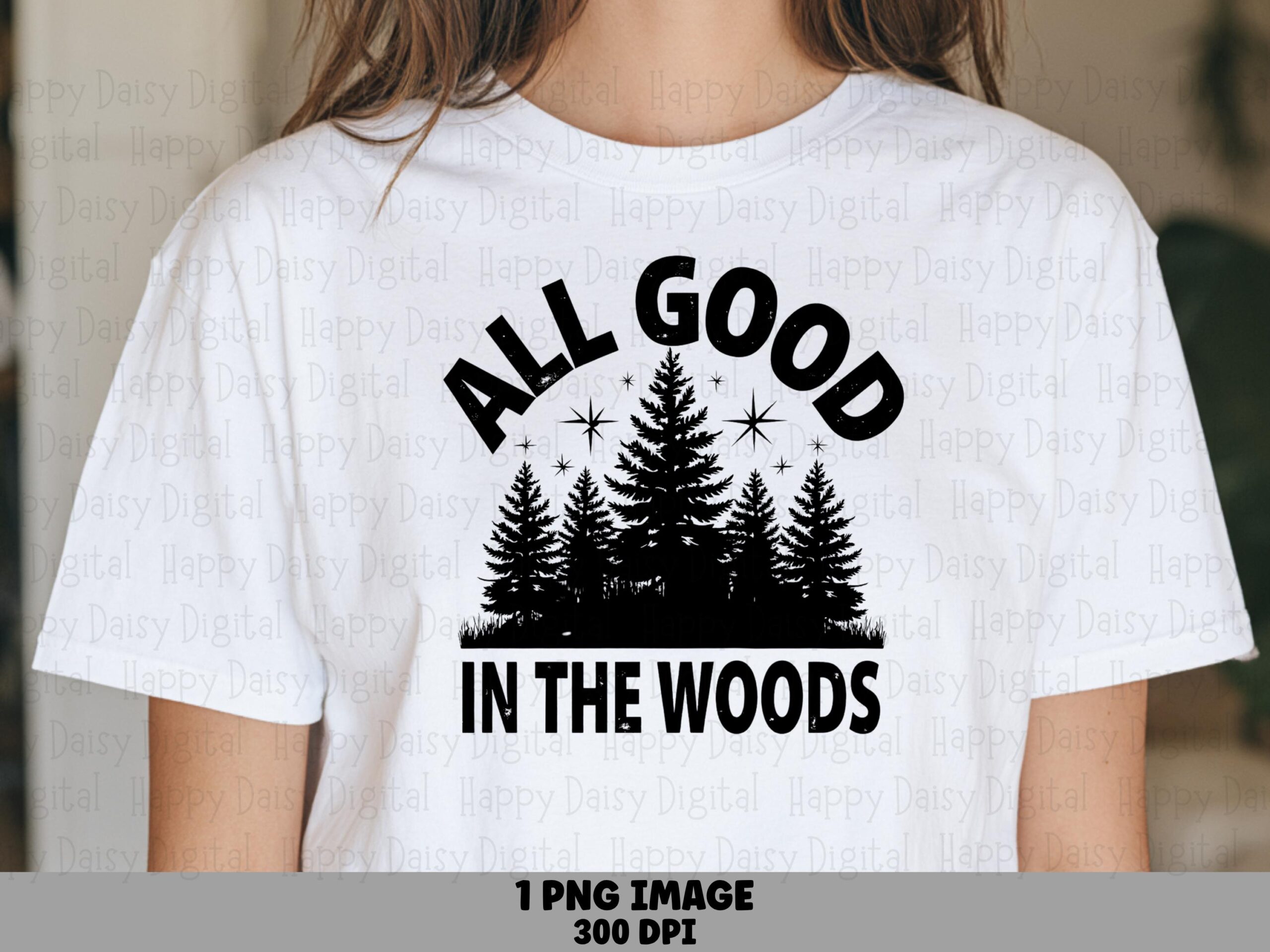 Pine Trees PNG, Minimalist Silhouettes - All Good Things Are Wild And Free, Transparent 300 DPI, Commercial Use