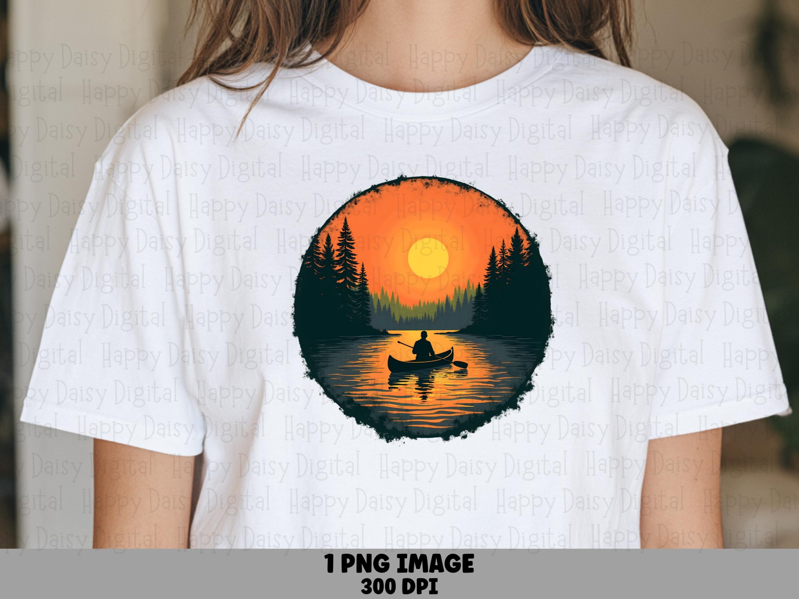 Lone Canoe Art, Indigo Sunset PNG, Glowing Horizon Clipart | Sublimation File, 300 DPI, Commercial Use