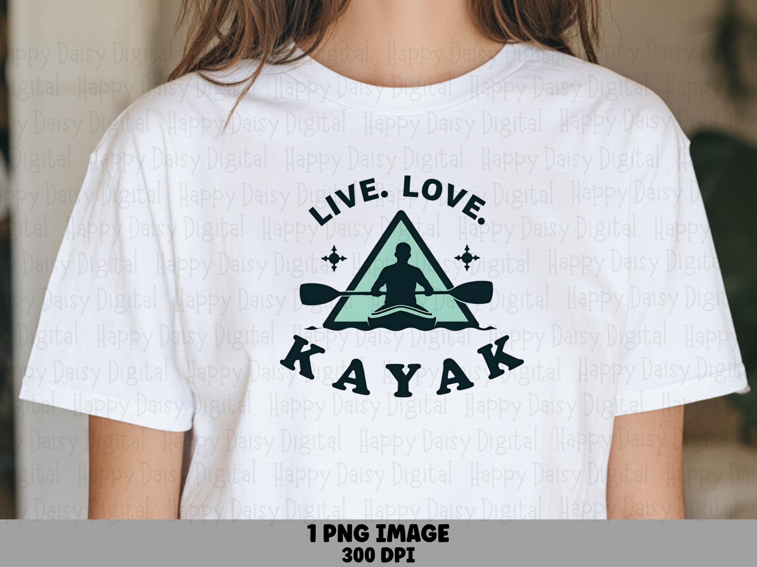 Kayak Badge, Live Love Quote Emblem PNG - Paddle Graphic, Sublimation Commercial Use | 300 DPI, Transparent