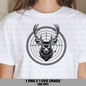 Buck Silhouette, Hunting Scope Crosshair Art | Transparent 300 DPI | Print-Ready, Sublimation, POD