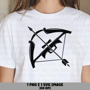 Crossbow Emblem, Distressed Hunting Badge PNG | Sublimation Commercial Use, 300 DPI - Clipart