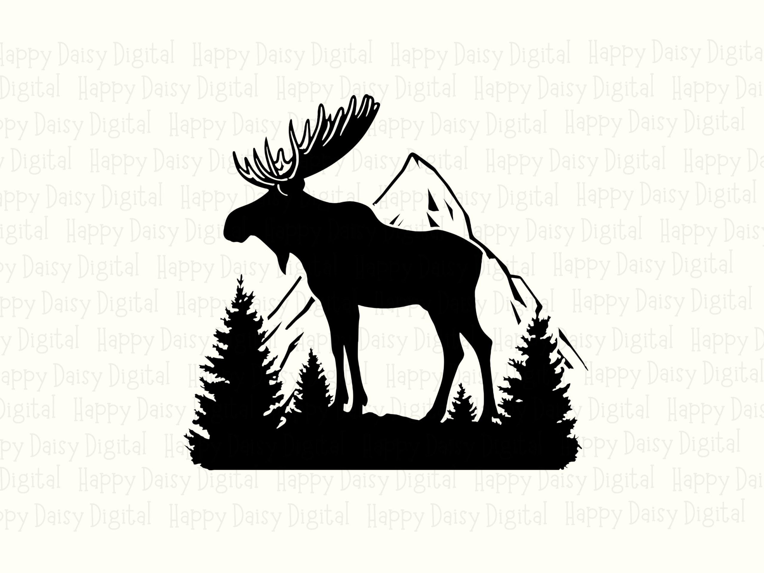 Moose Mountain, Minimalist Bold Silhouette PNG + SVG Bundle | Sublimation, Commercial Use, 300 DPI - Image 2