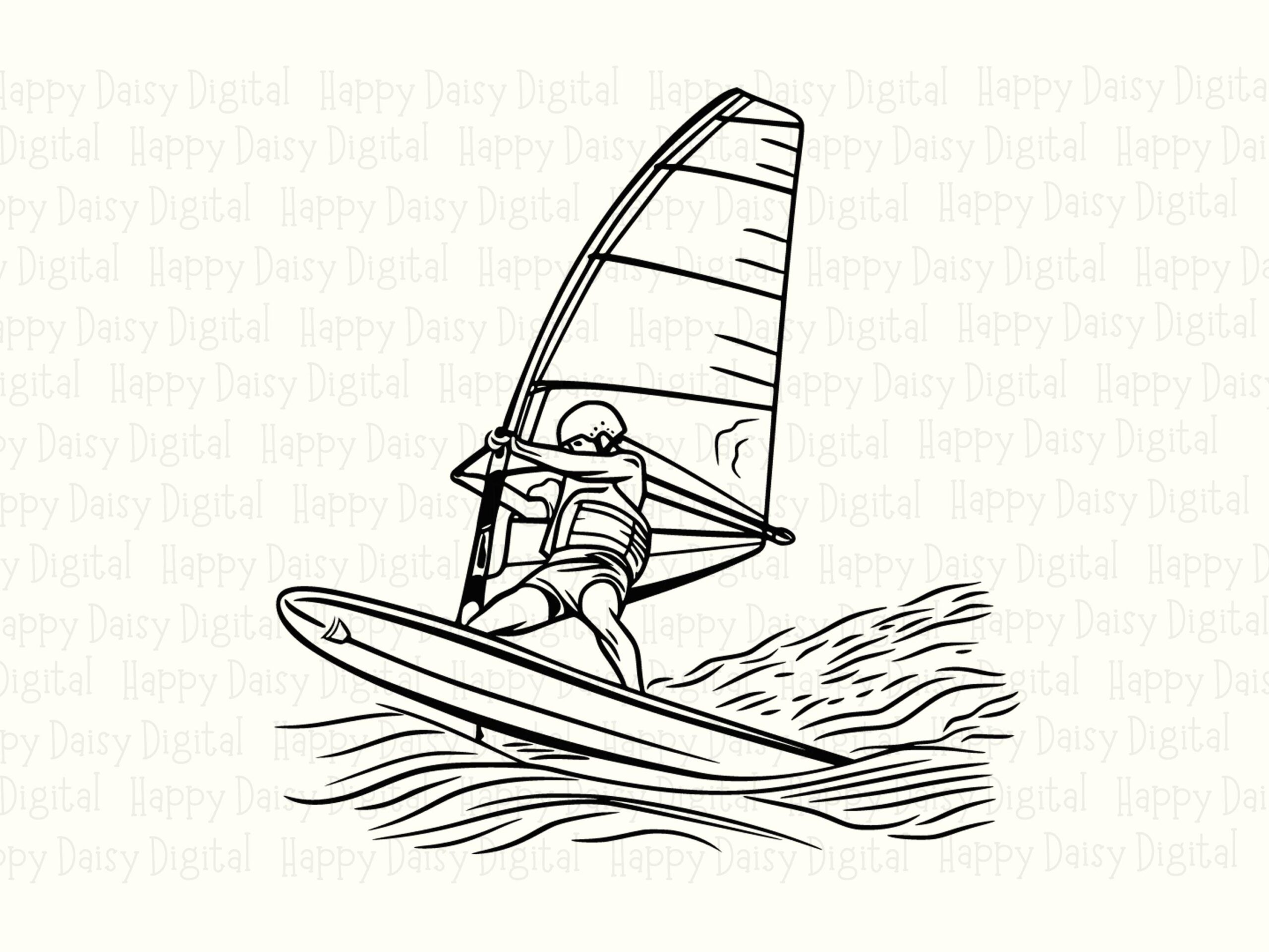 Windsurf Line Art PNG SVG | Sublimation Commercial Use POD - Image 2