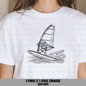 Windsurf Line Art PNG SVG | Sublimation Commercial Use POD