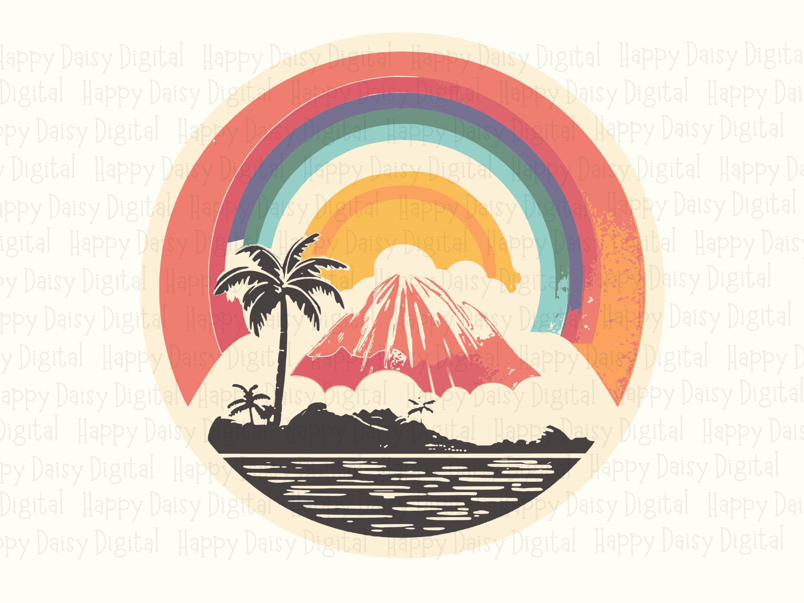 Island Sunset Png, Retro Striped Tropical Isle Graphic | Svg File, Sublimation Design, 300 DPI - Image 2