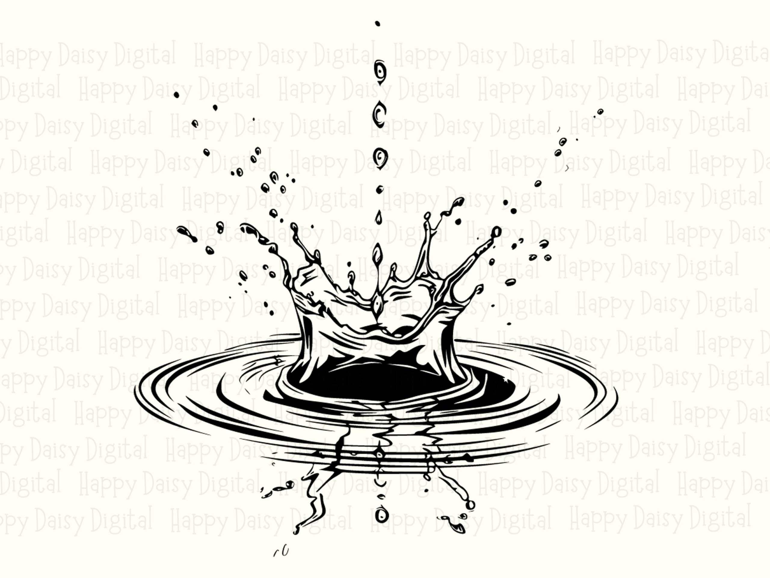 Water Droplet Art, Cool Blue Stylized Splash Graphic | PNG & SVG Files | 300 DPI, Commercial License - Image 2