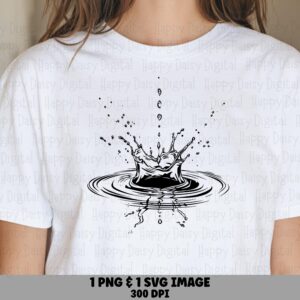 Water Droplet Art, Cool Blue Stylized Splash Graphic | PNG & SVG Files | 300 DPI, Commercial License
