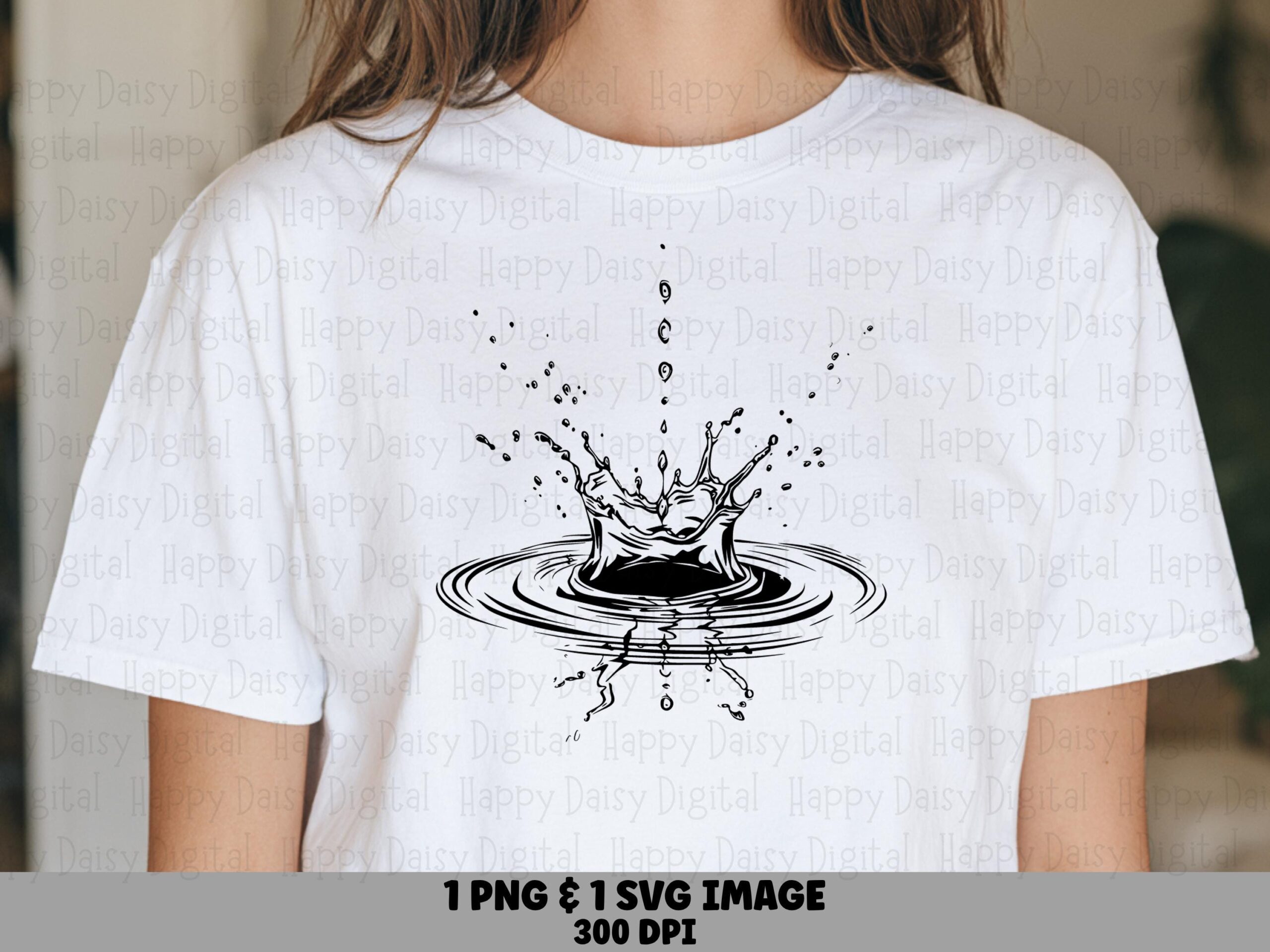 Water Droplet Art, Cool Blue Stylized Splash Graphic | PNG & SVG Files | 300 DPI, Commercial License