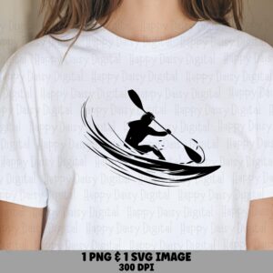 Kayak Splash Art, Dynamic Linework Paddler Graphic | PNG & SVG, Commercial Use, 300 DPI Print-Ready