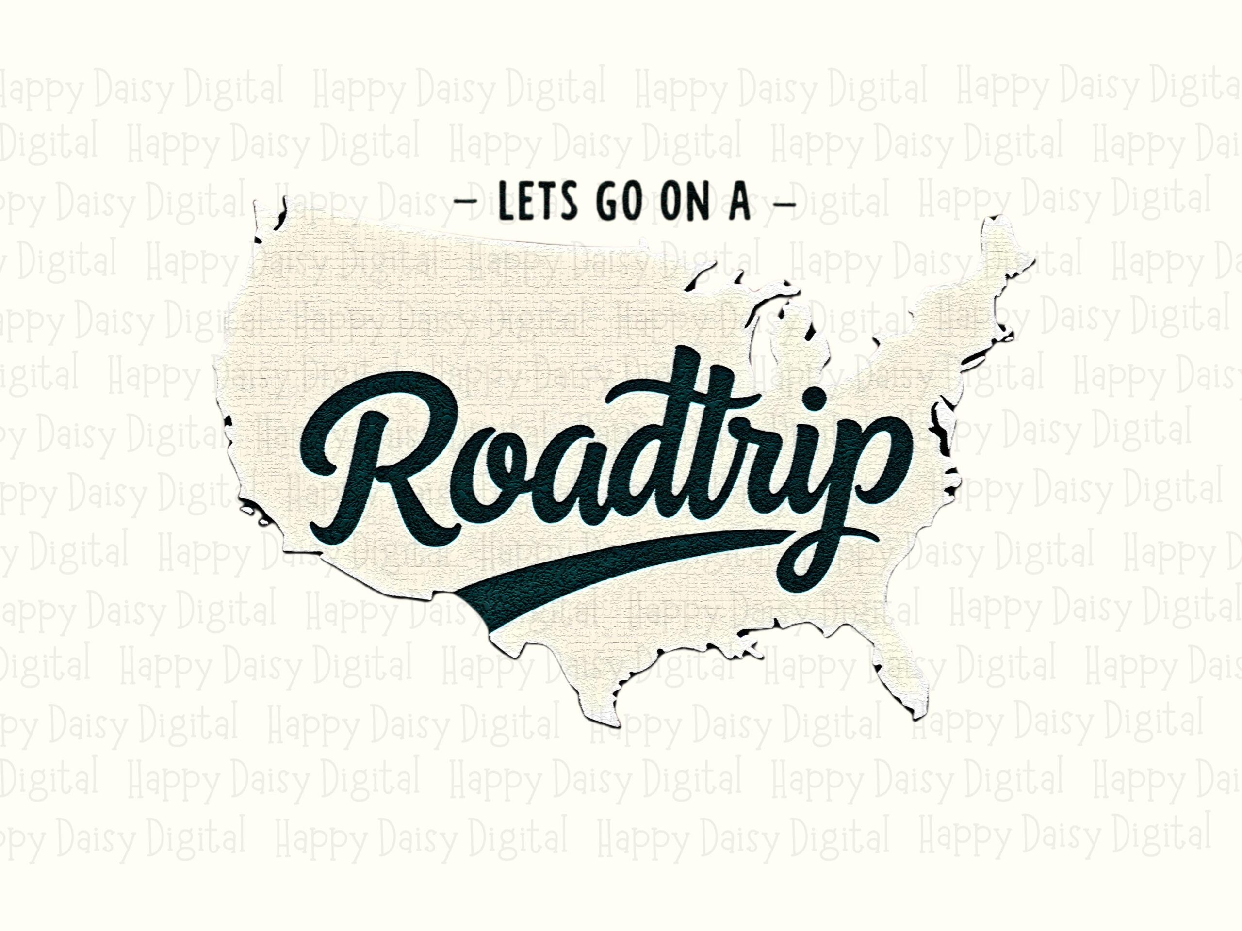 Sublimation PNG, Roadtrip USA Map Silhouette Design | Faux Embroidered Style | 300 DPI, Commercial Use - Image 2
