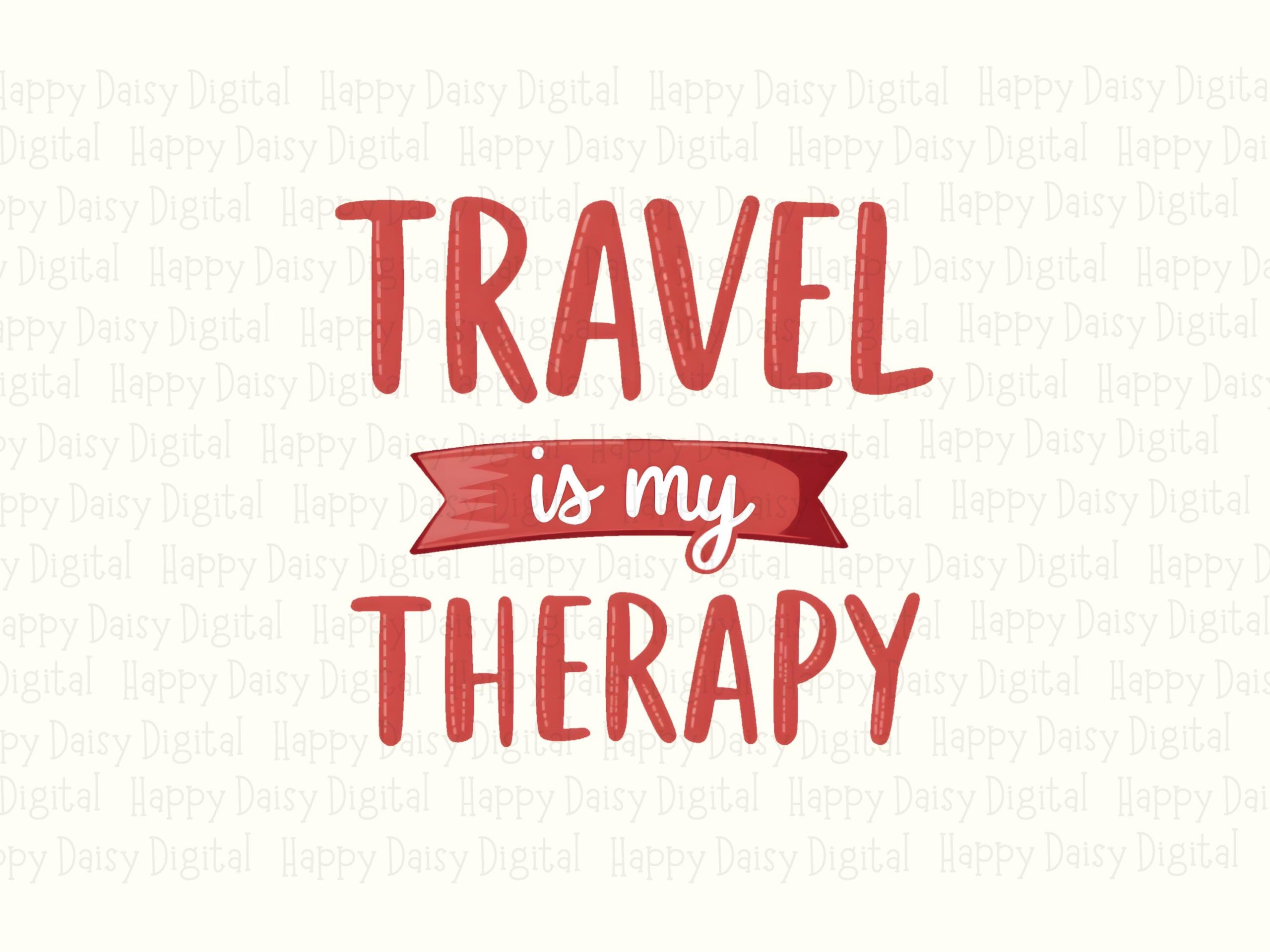 Travel Therapy, Red Hand-Lettered Ribbon PNG | Sublimation Clipart | 300 DPI, Commercial Use - Image 2