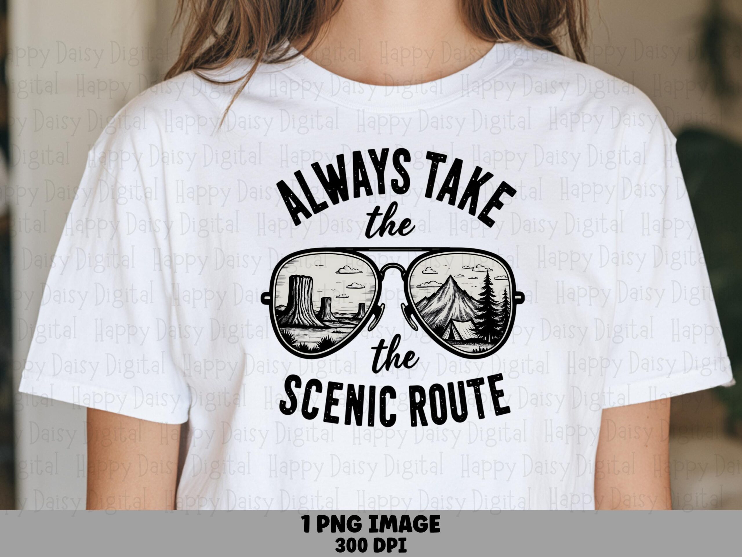 Scenic Route Design, Aviator Sunglasses Reflection PNG - Desert Mountain Scene, Sublimation Commercial Use, 300 DPI