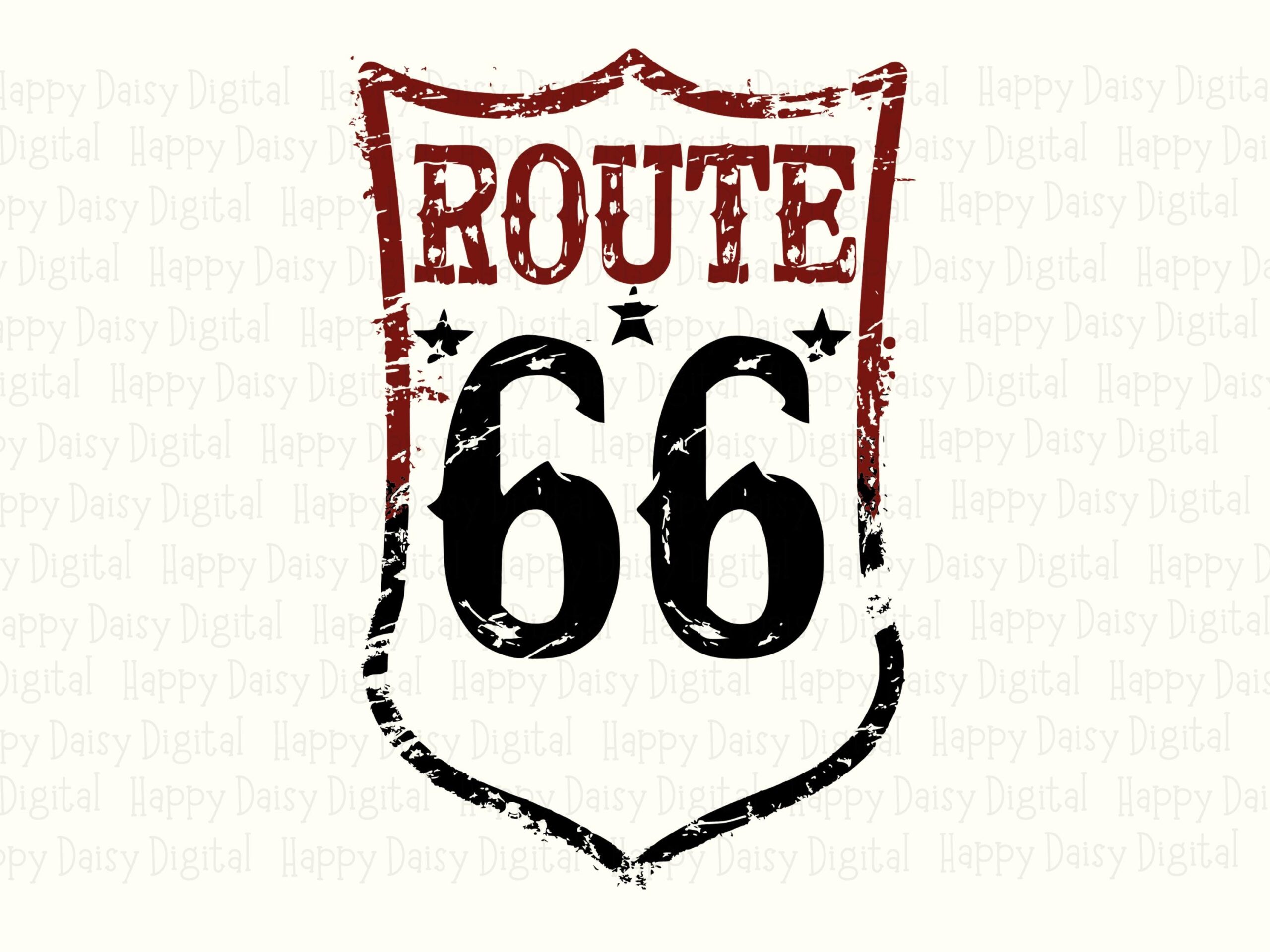 Route 66 Design, Distressed Red And Black Shield Badge | PNG SVG Digital Files | Print-Ready 300 DPI - Image 2