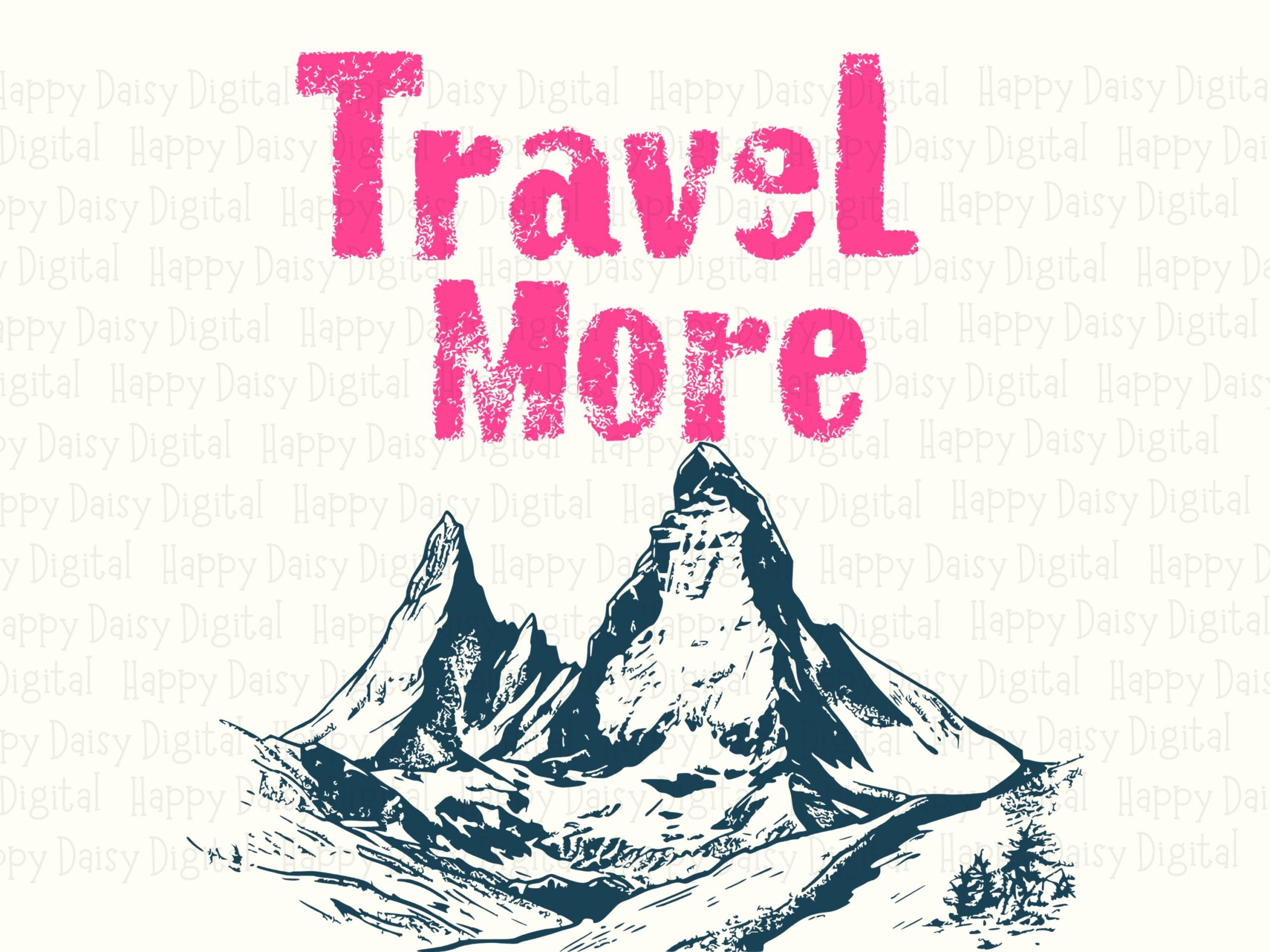 Mountain Sketch PNG, Distressed Travel More Clipart | Hand-Drawn Navy Illustration | SVG Commercial Use - Image 2