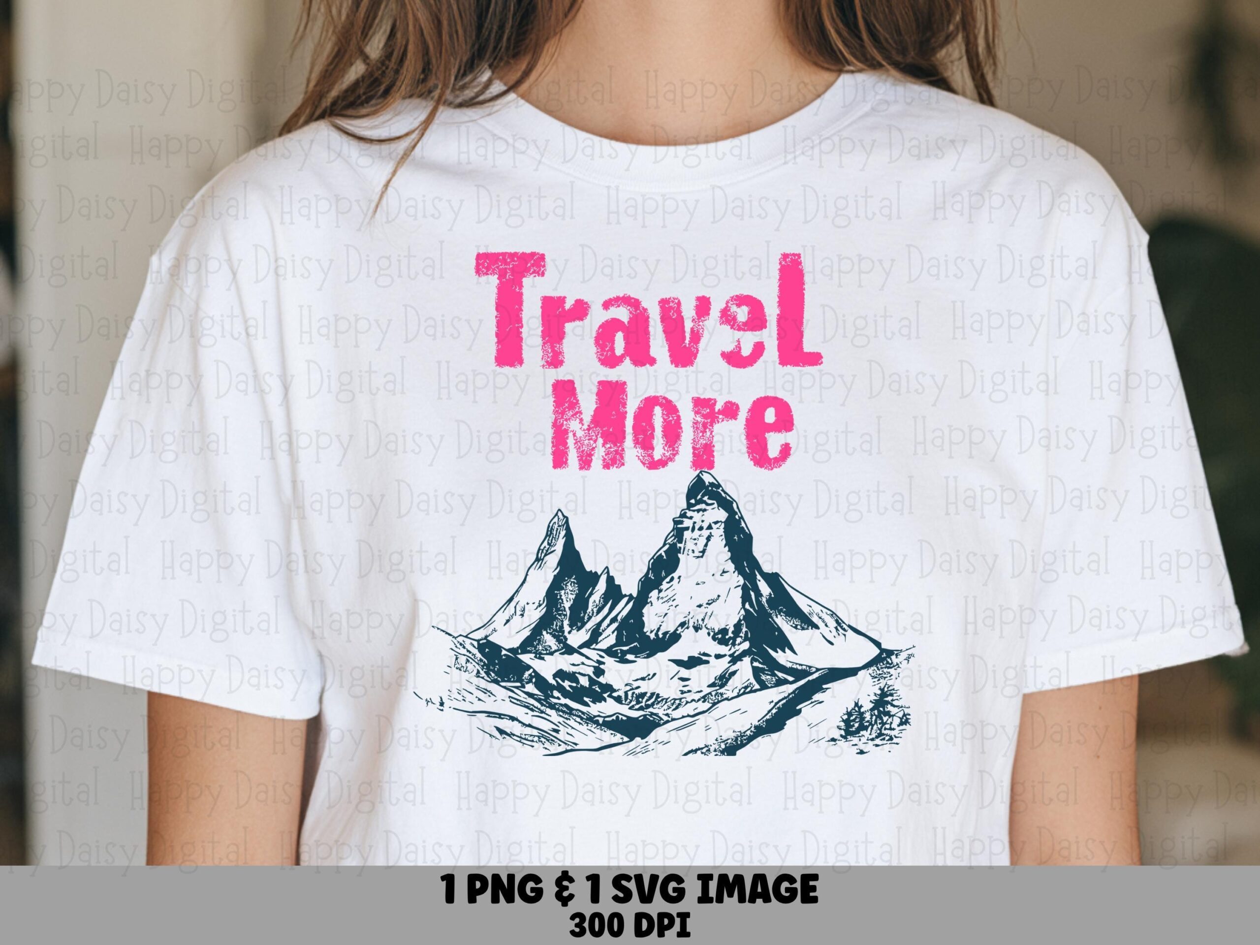 Mountain Sketch PNG, Distressed Travel More Clipart | Hand-Drawn Navy Illustration | SVG Commercial Use