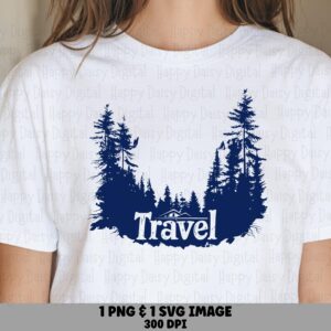 Travel Cabin Design, Forest Silhouette PNG & SVG - Pine Tree Clipart, 300 DPI, Commercial Use, Sublimation
