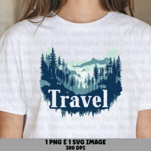 Travel Landscape, Pine Forest Mountain Clipart | PNG & SVG Files, 300 DPI Print-Ready | Commercial Use