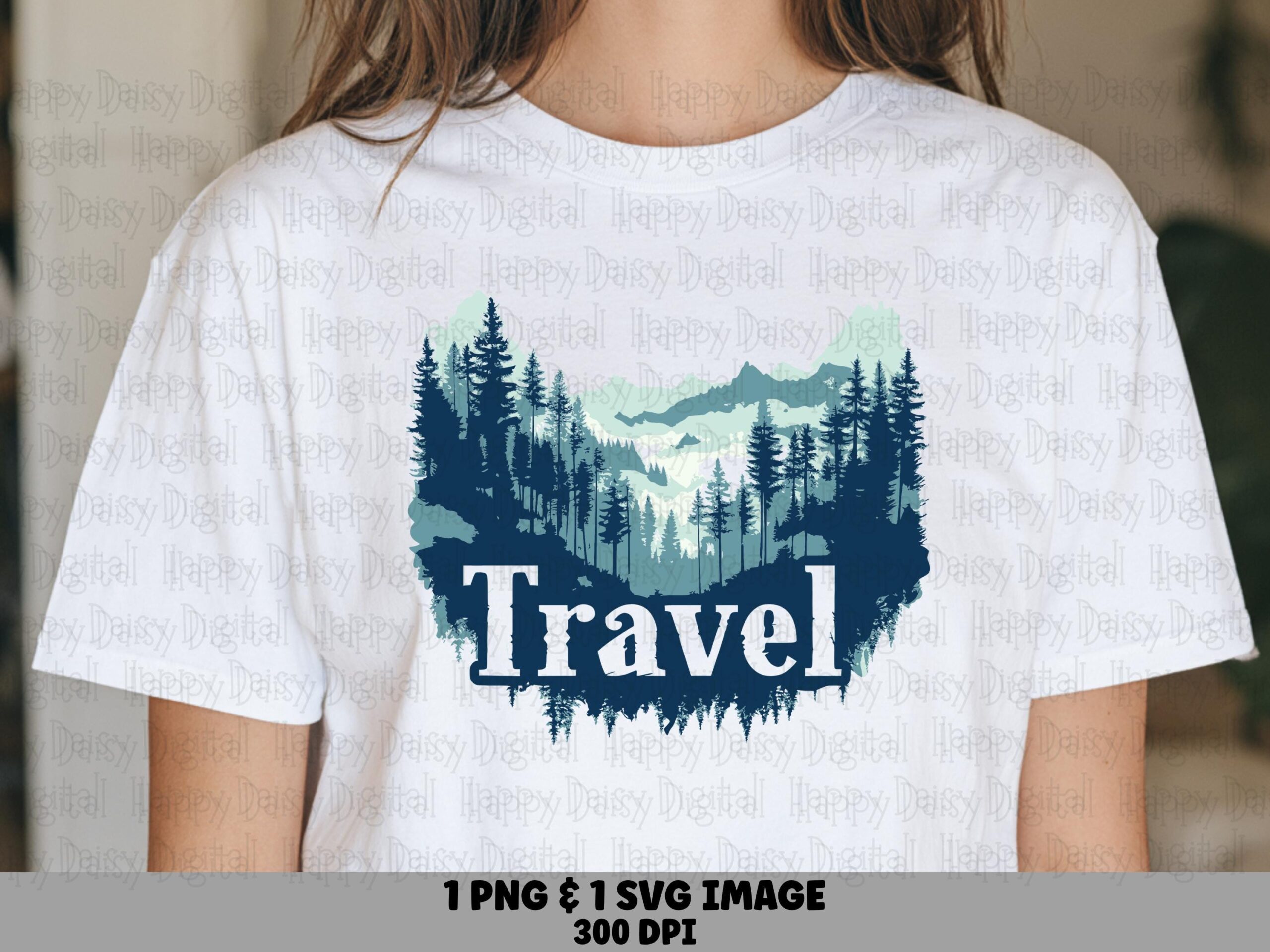 Travel Landscape, Pine Forest Mountain Clipart | PNG & SVG Files, 300 DPI Print-Ready | Commercial Use