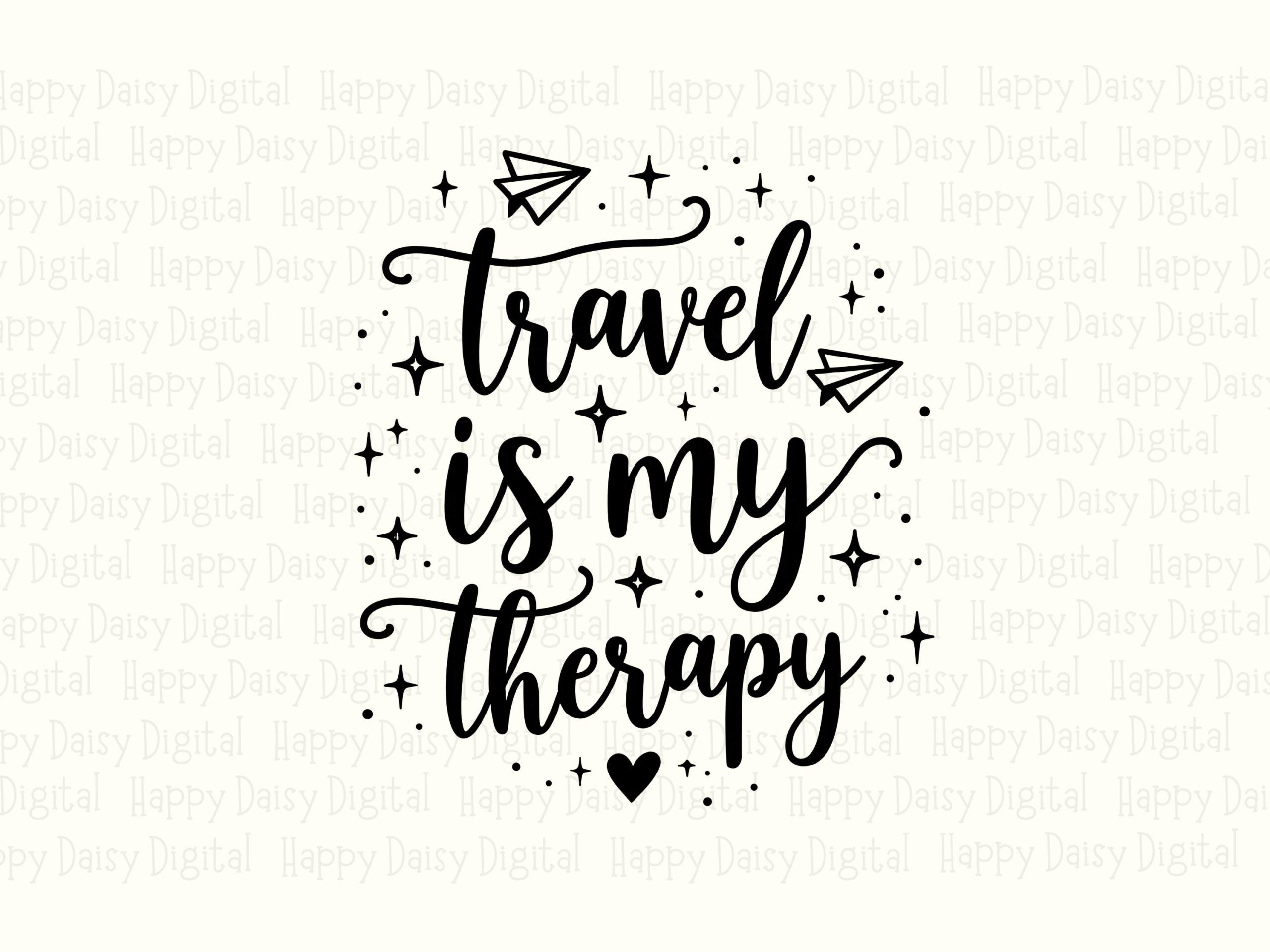 Travel Therapy, Hand-Lettered Script Design | PNG & SVG, Sublimation Commercial Use, For POD Sellers, 300 dpi - Image 2