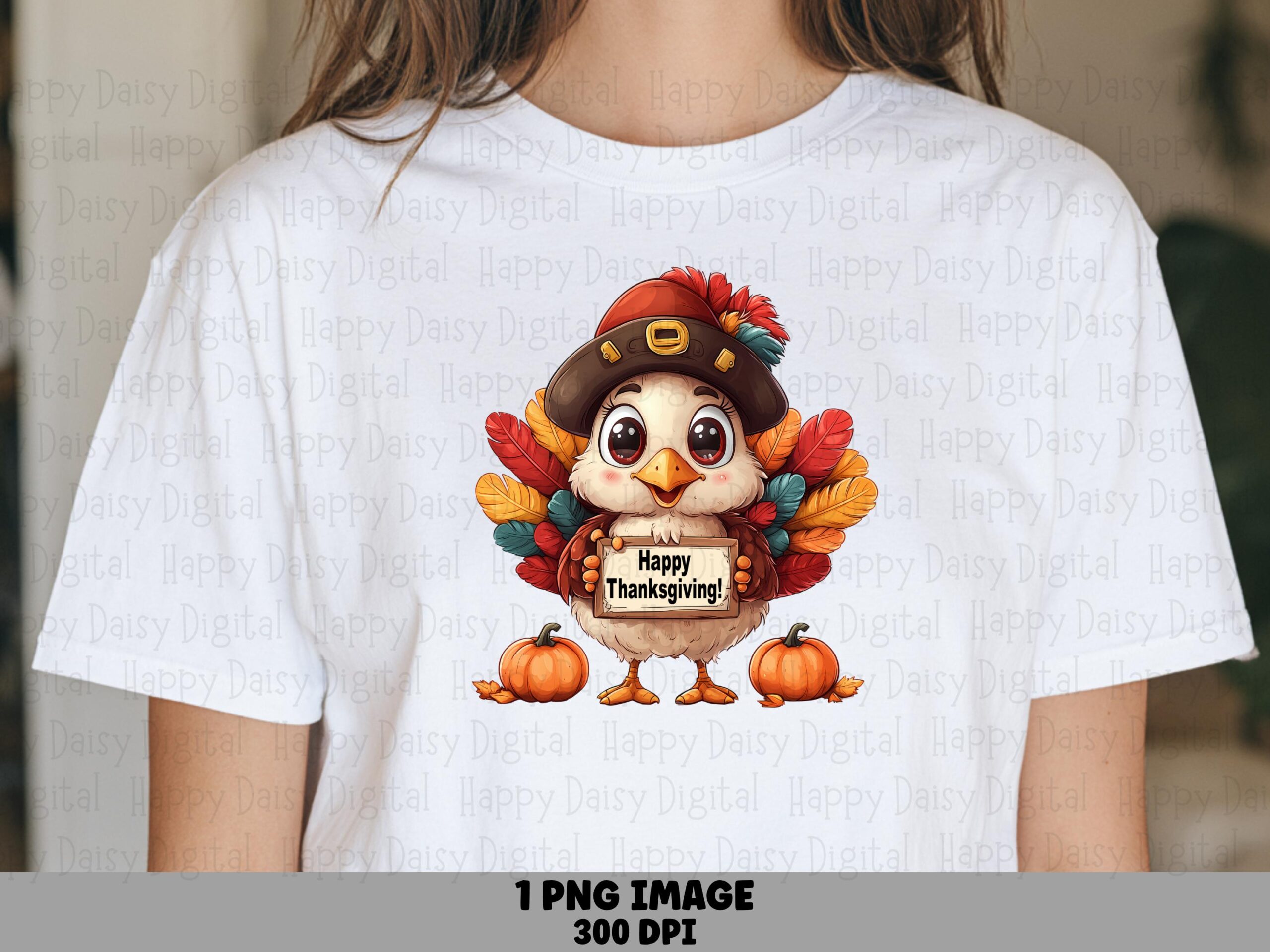 Happy Thanksgiving Pilgrim Turkey PNG | Sublimation Commercial Use POD