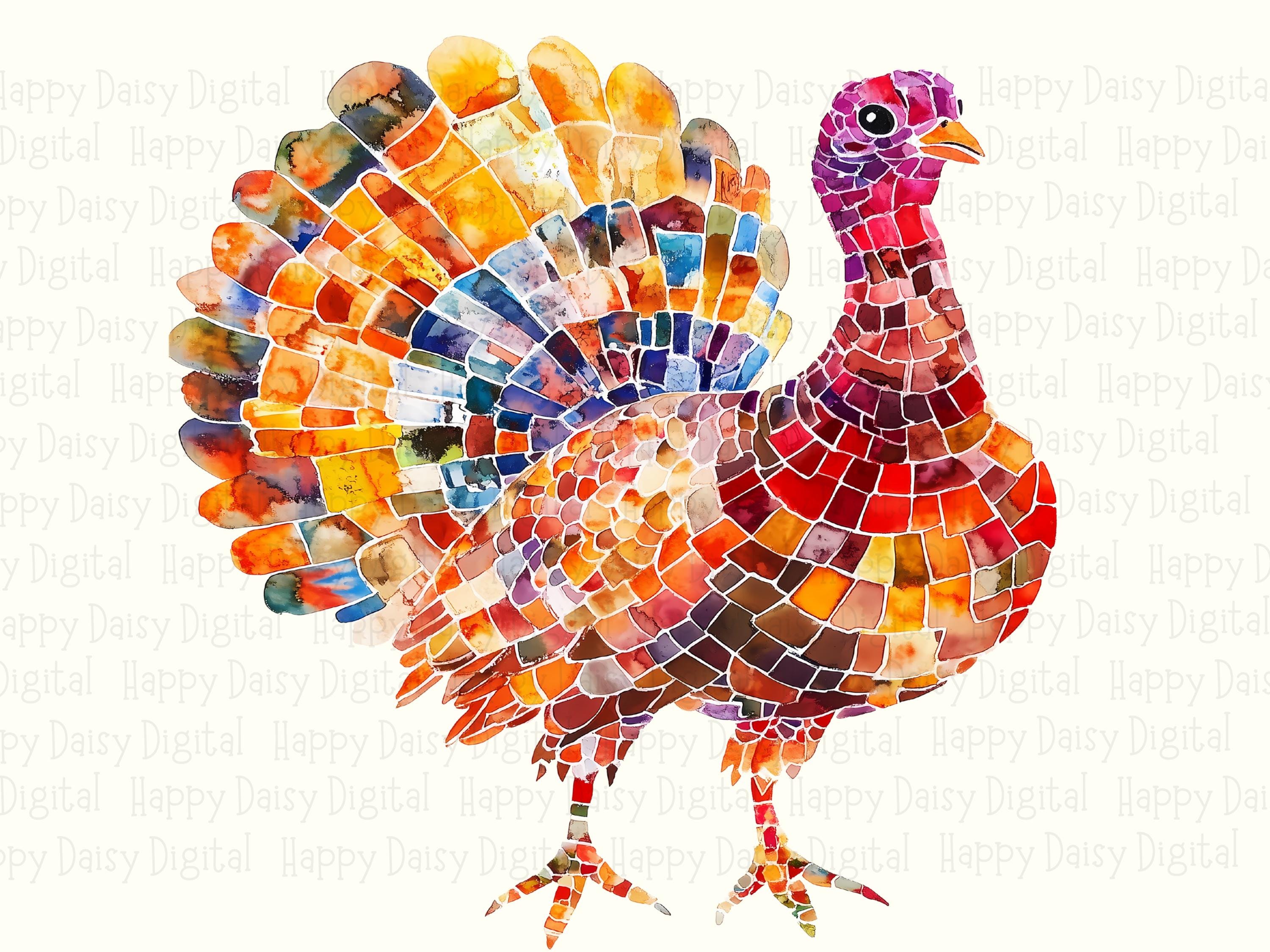 Mosaic Stained Glass Turkey PNG | Sublimation Commercial Use POD - Image 2