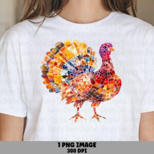 Mosaic Stained Glass Turkey PNG | Sublimation Commercial Use POD