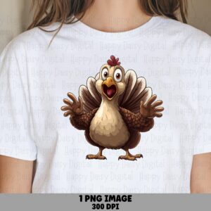 Shocked Cartoon Turkey PNG | Sublimation Commercial Use POD