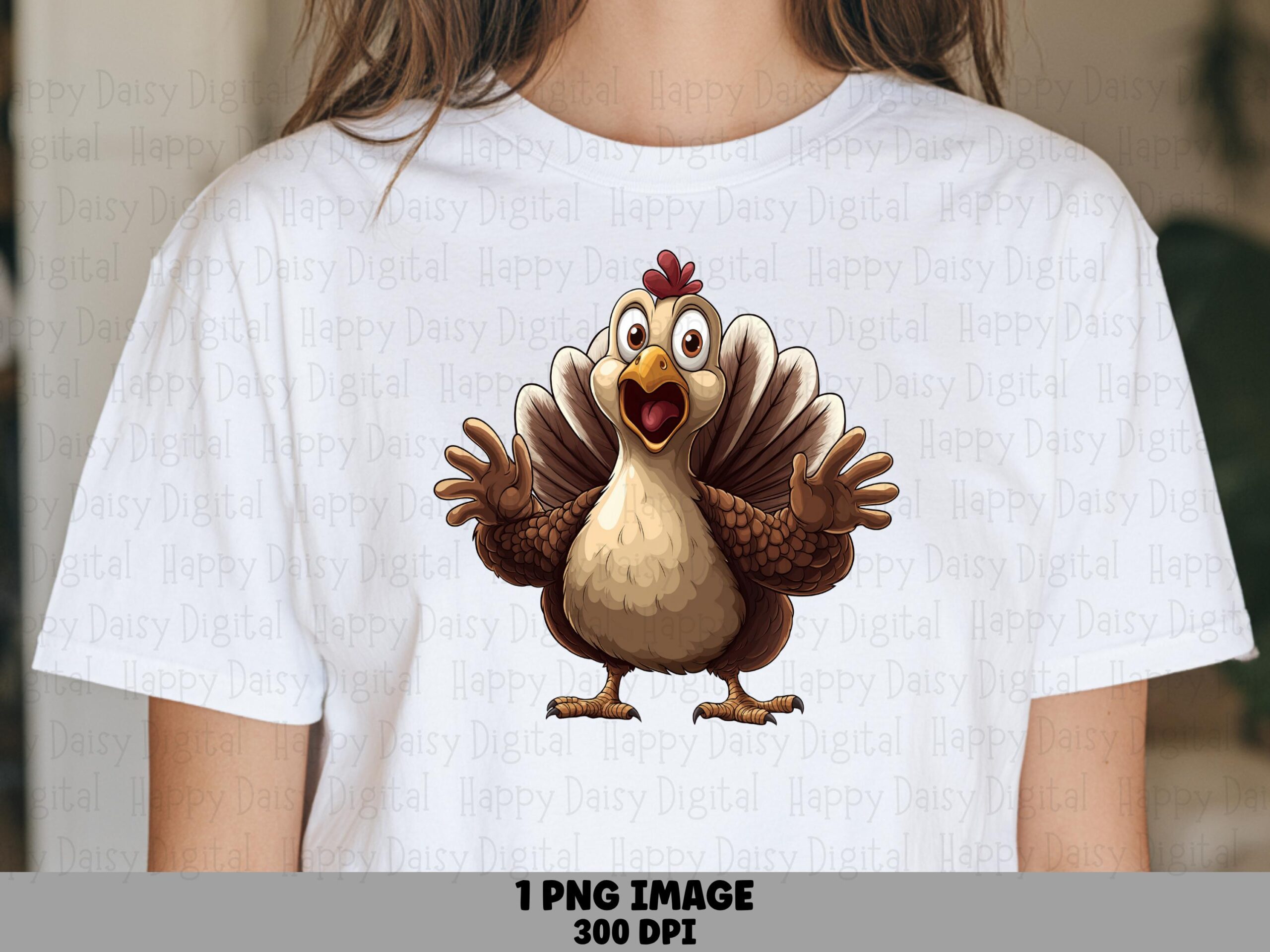 Shocked Cartoon Turkey PNG | Sublimation Commercial Use POD