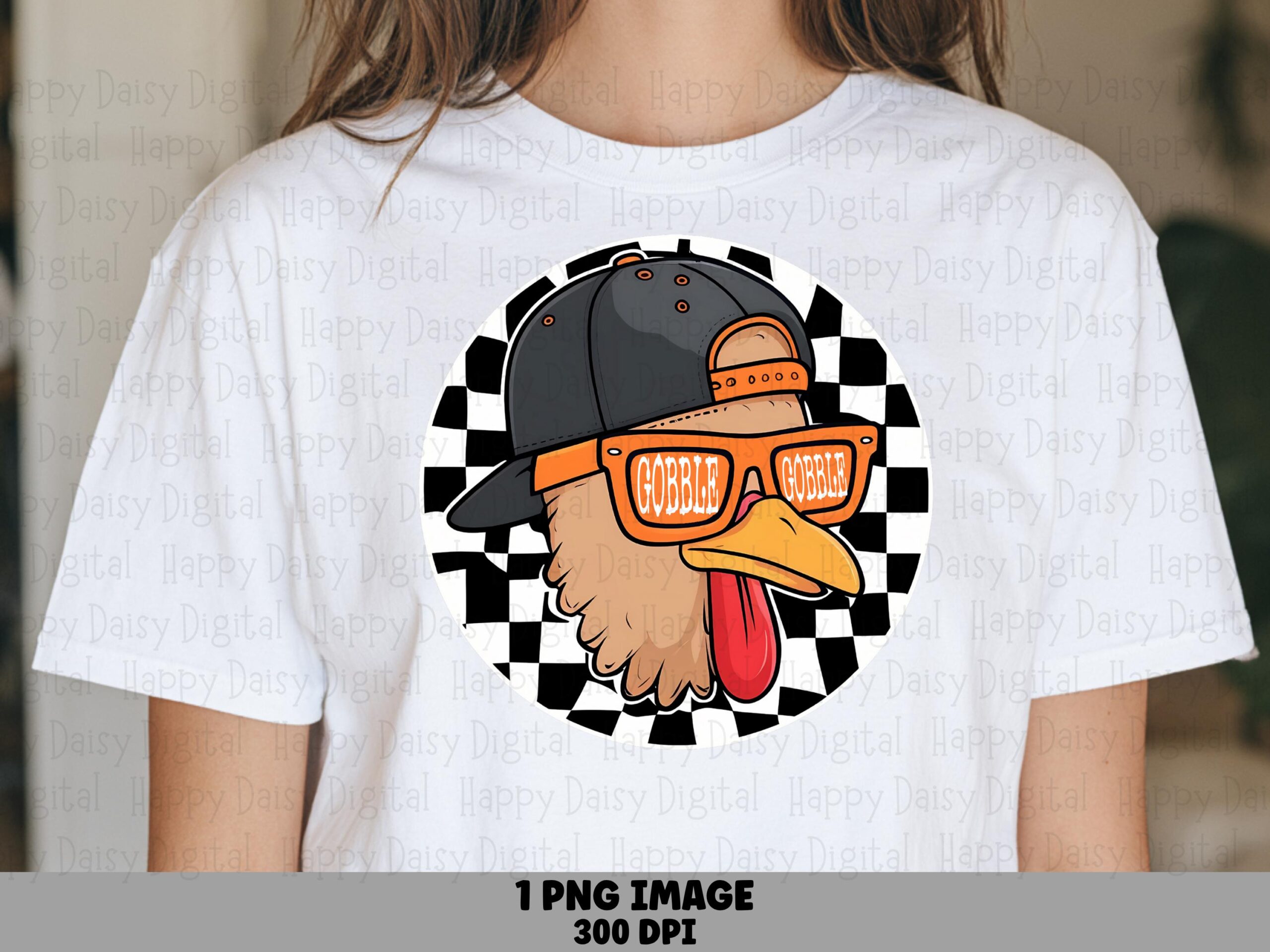 Gobble Gobble Cool Turkey Badge PNG | Sublimation Commercial Use POD