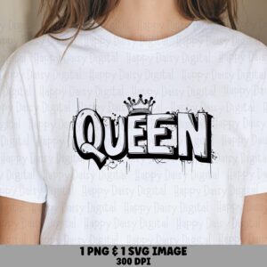Queen Silhouette, Block Text Sketch PNG SVG Bundle | Sublimation File, 300 DPI - Commercial License