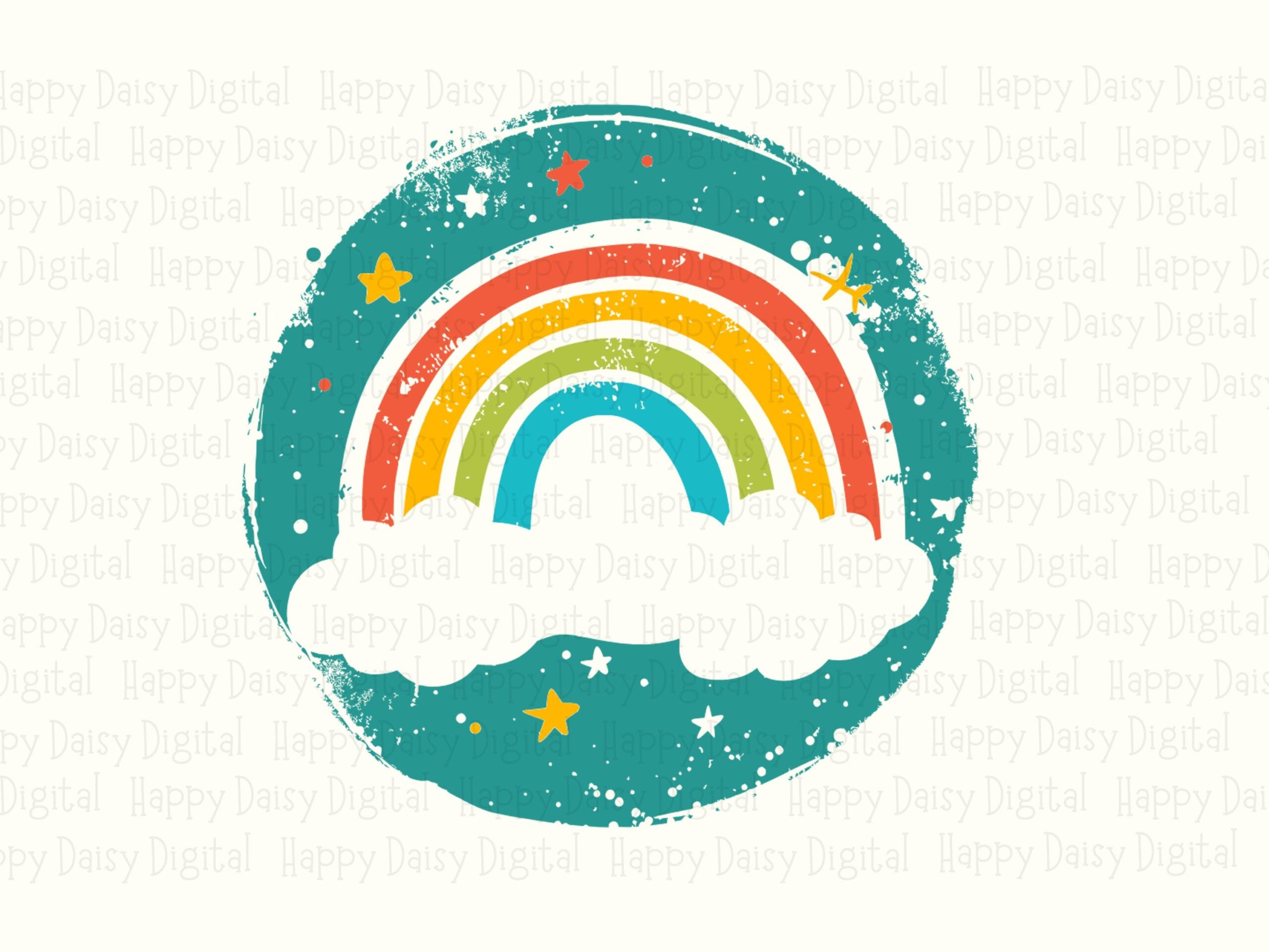Distressed Rainbow, Boho Retro Cloud Design | PNG SVG, 300 DPI Print-Ready | Commercial Use License - Image 2