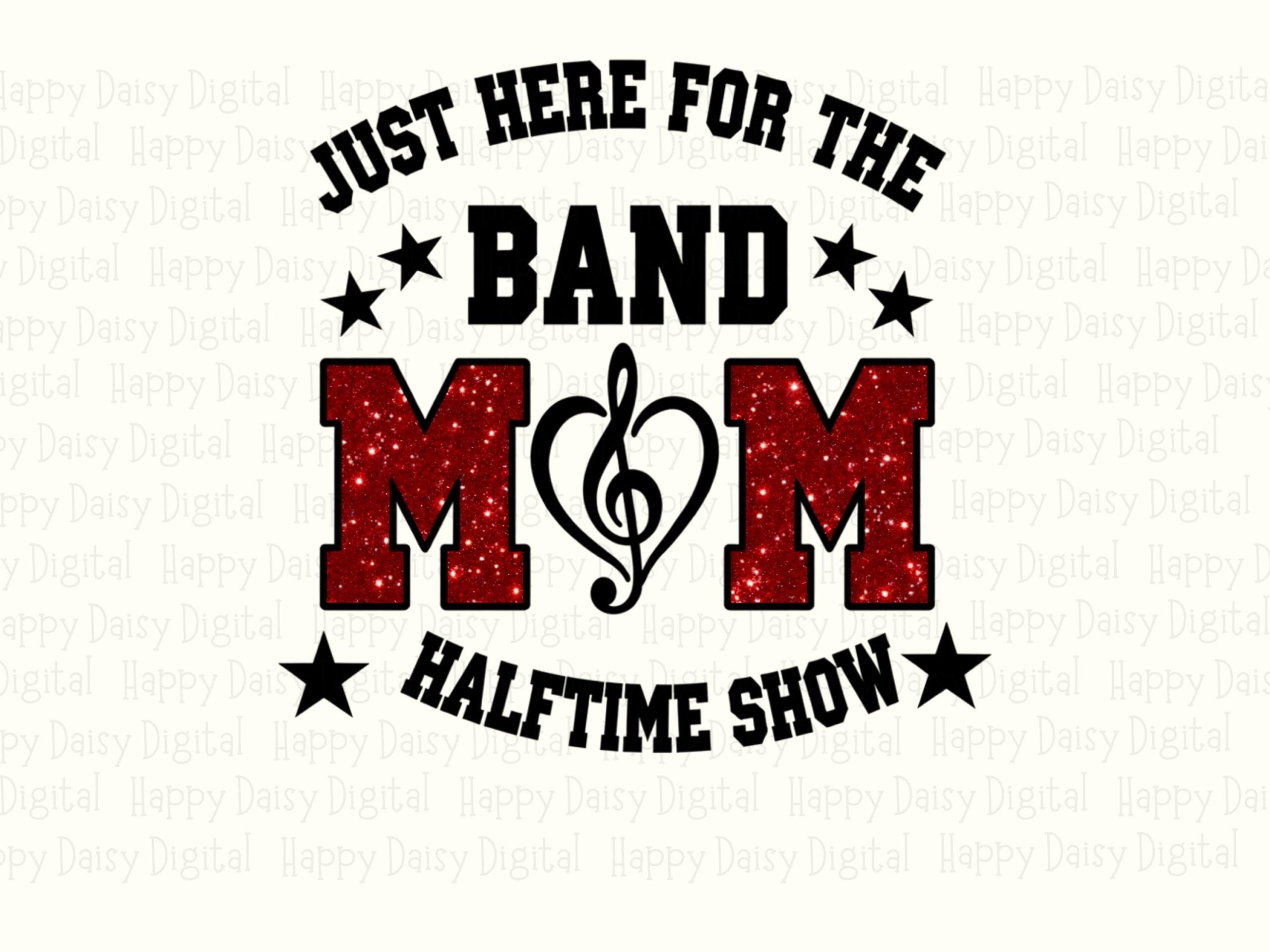 Band Mom Halftime, Glittery Red PNG - Music Note Heart, Star Accents | Sublimation, 300 DPI, Commercial Use - Image 2