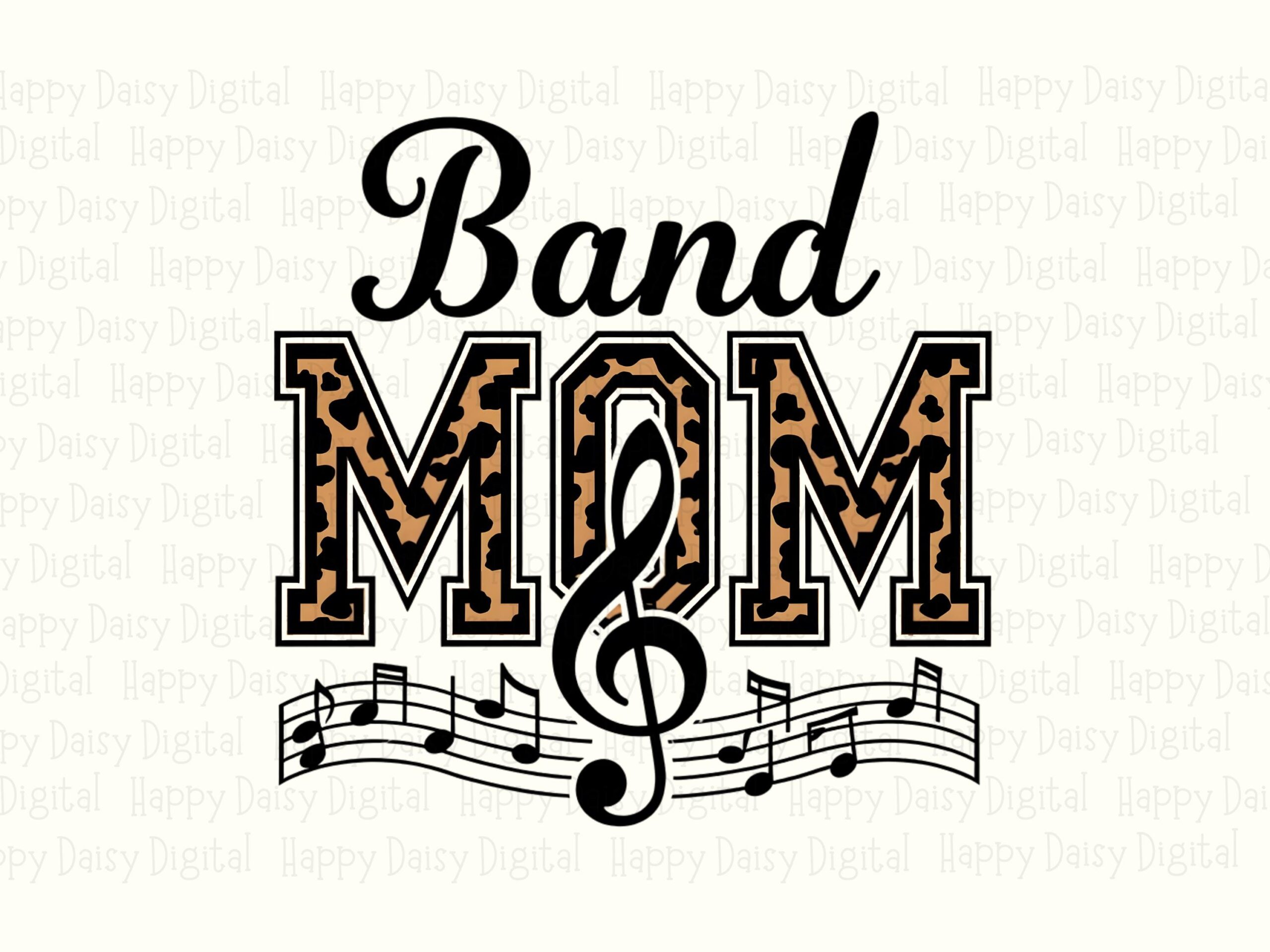 Leopard Band Mom, Script PNG | Treble Clef Heart, Music Staff Notes | Sublimation, 300 DPI - Image 2