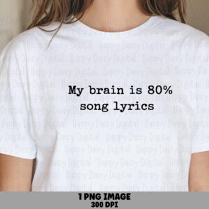 Lyrics Quote PNG, Typewriter Text Sublimation Design | Black Minimalist Graphic | 300 DPI, Commercial License