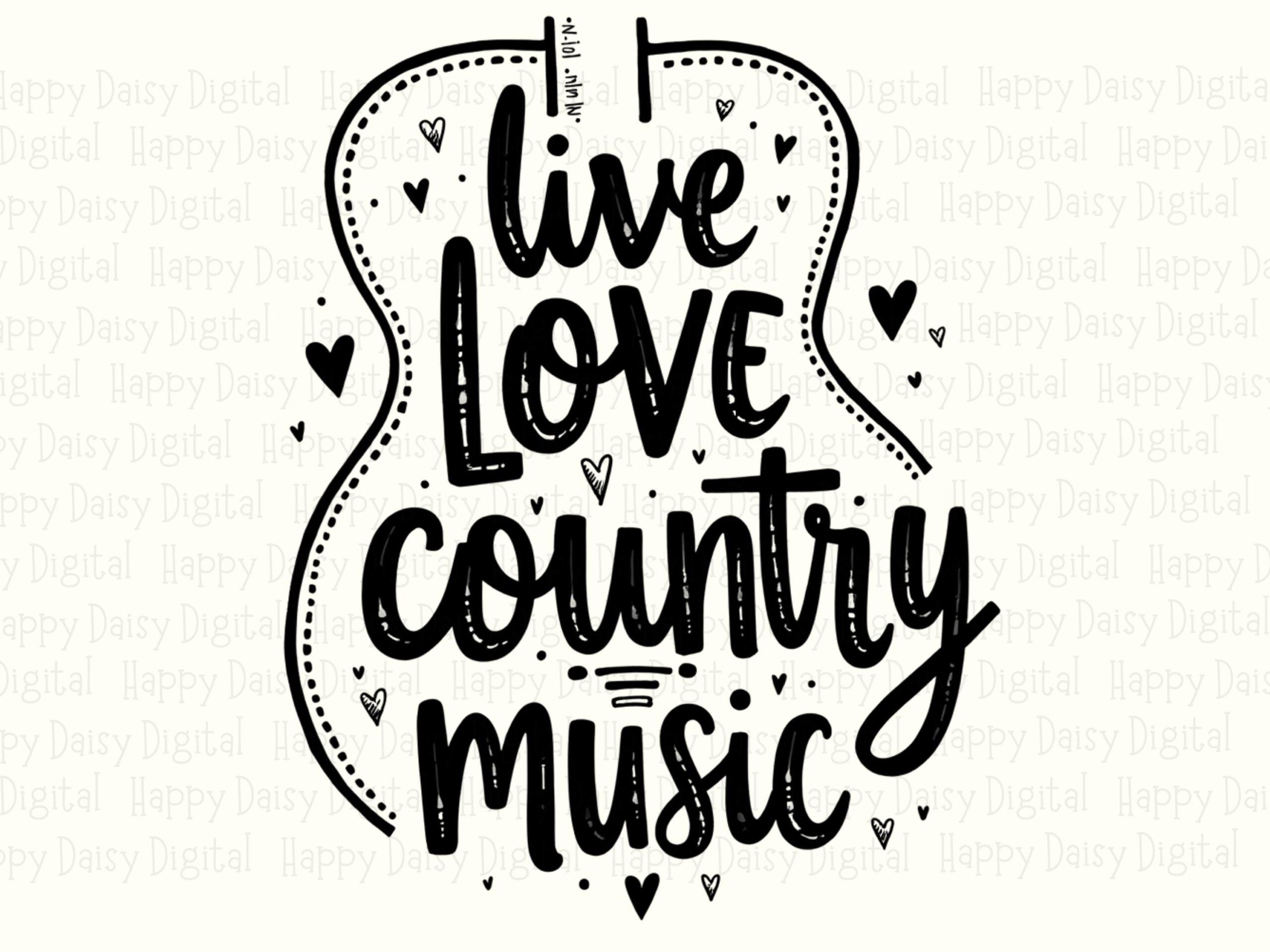 Live Love Country, Hand-Lettered Guitar Shape PNG | Commercial Use Sublimation Design | 300 DPI - Image 2