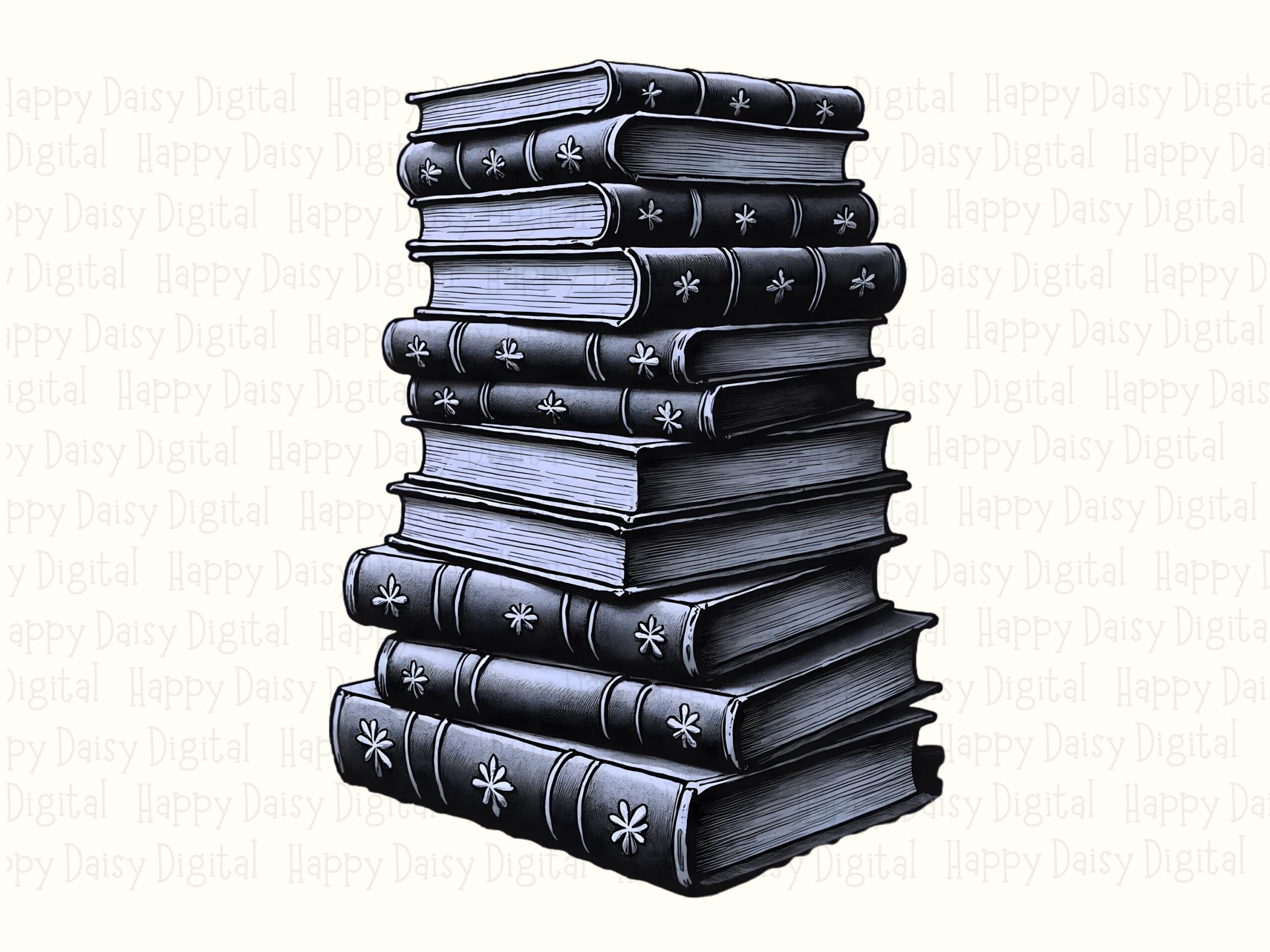 Stacked Black Books PNG | Sublimation Commercial Use POD - Image 2