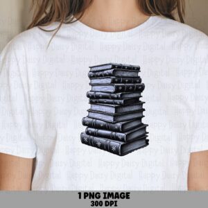 Stacked Black Books PNG | Sublimation Commercial Use POD