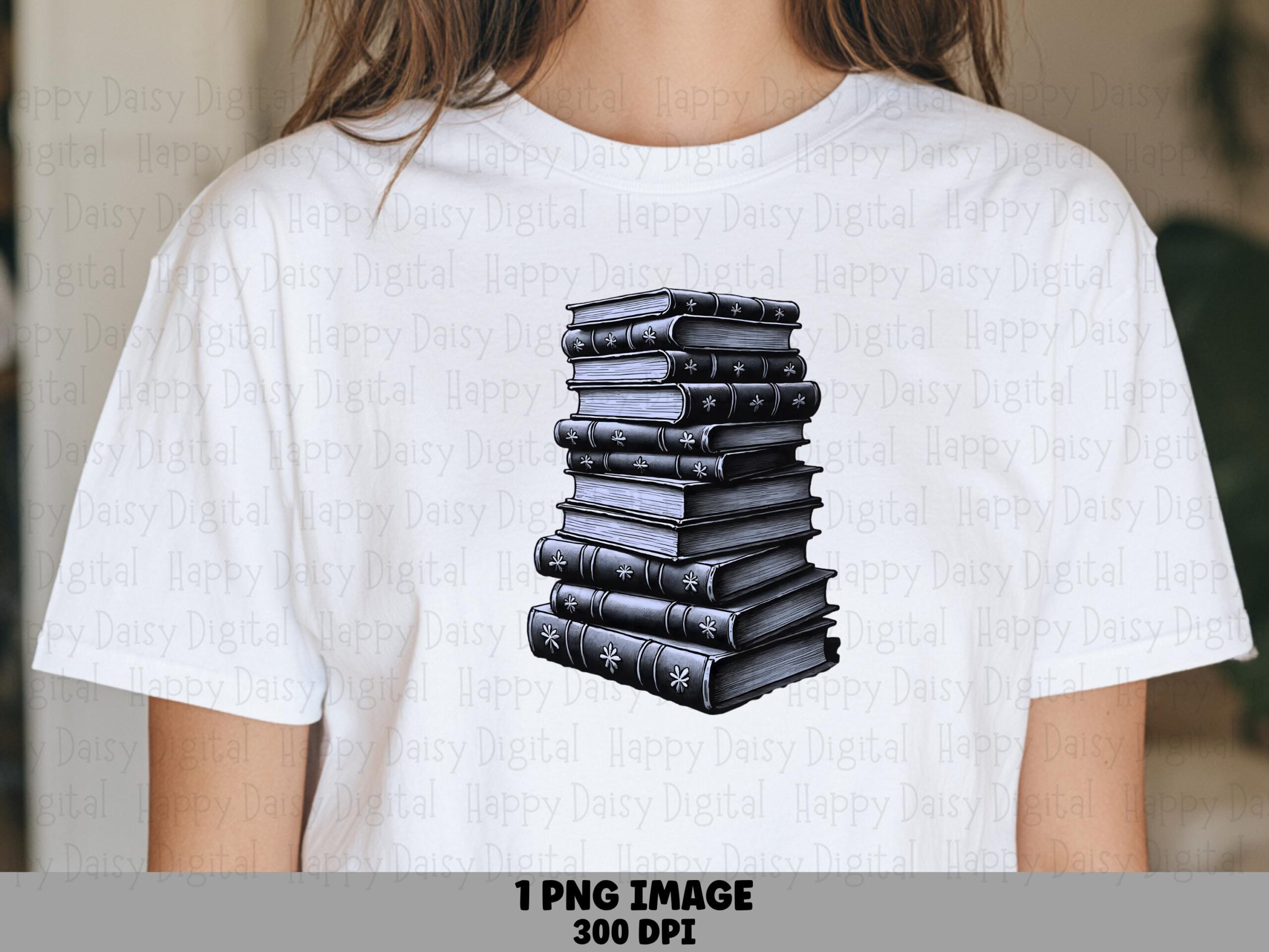 Stacked Black Books PNG | Sublimation Commercial Use POD
