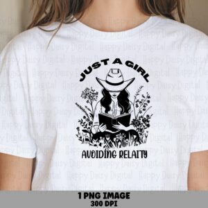 Girl Avoiding Reality PNG | Sublimation Commercial Use POD