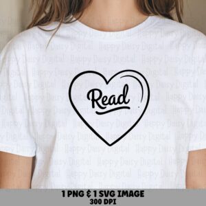 Read Heart Outline PNG SVG | Sublimation Commercial Use POD