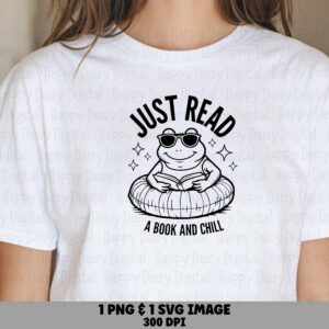 Frog Book Chill PNG SVG | Sublimation Commercial Use POD