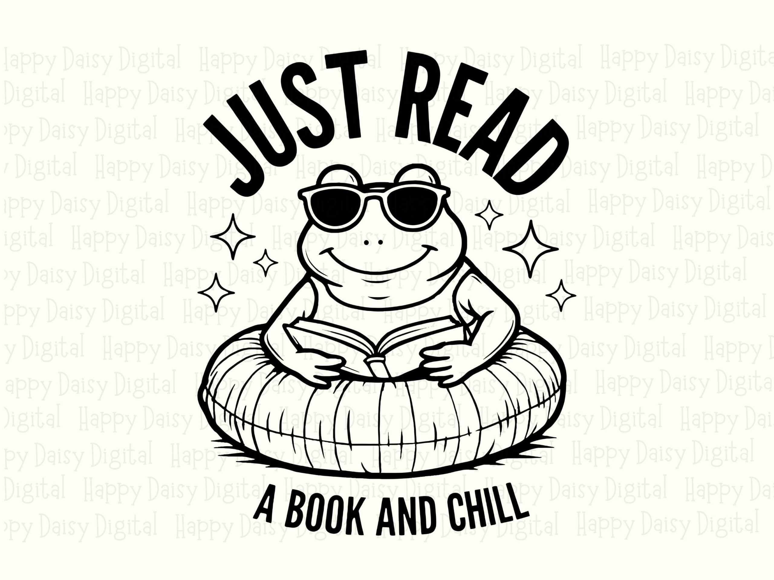 Frog Book Chill PNG SVG | Sublimation Commercial Use POD - Image 2