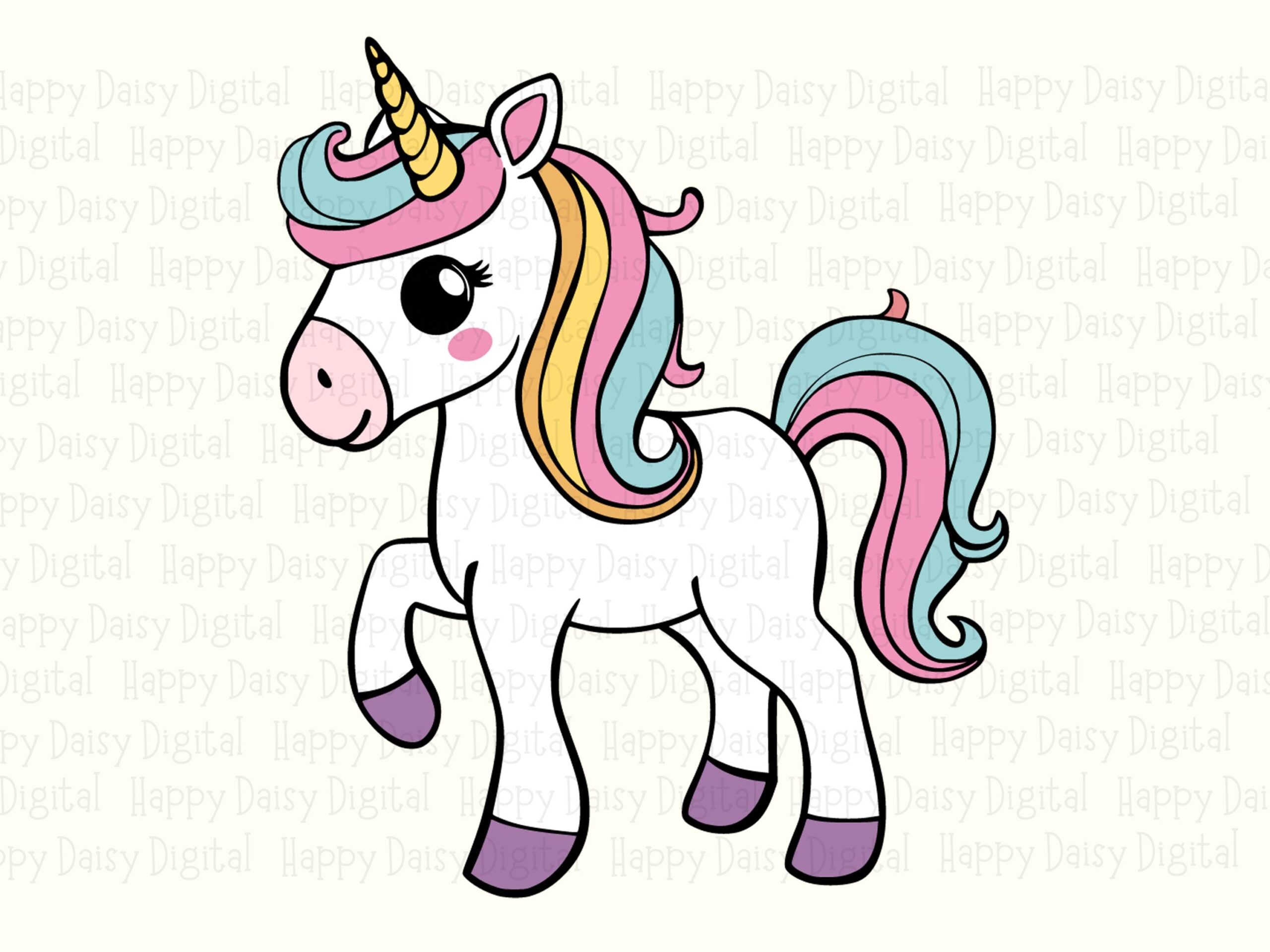 Baby Unicorn, Rainbow Mane Pony PNG SVG | Cute Cartoon Foal Digital Files, Commercial Use, 300 DPI Print-Ready - Image 2