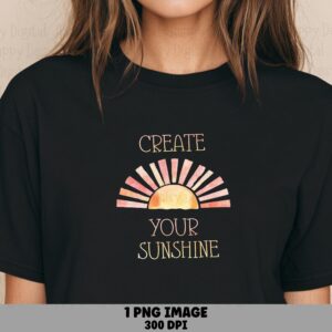 Watercolor Sun, Boho Pastel PNG | Sublimation Design, Hand-Lettered Quote - 300 DPI, Commercial Use