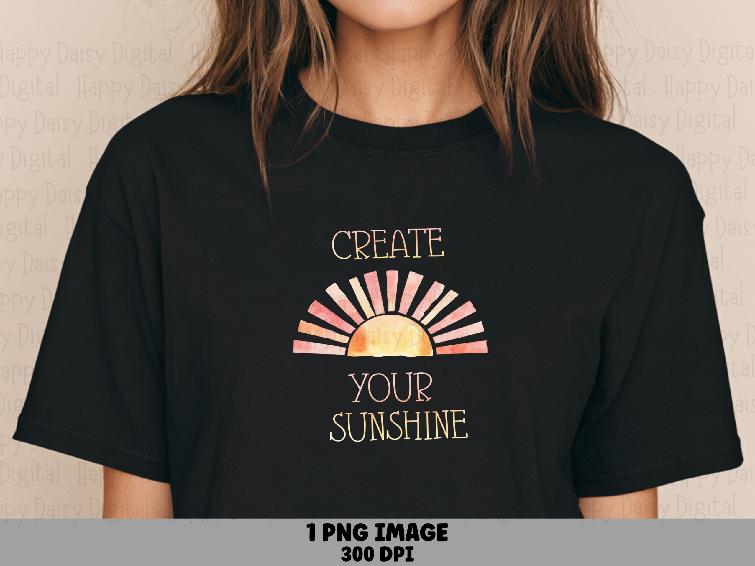 Watercolor Sun, Boho Pastel PNG | Sublimation Design, Hand-Lettered Quote - 300 DPI, Commercial Use