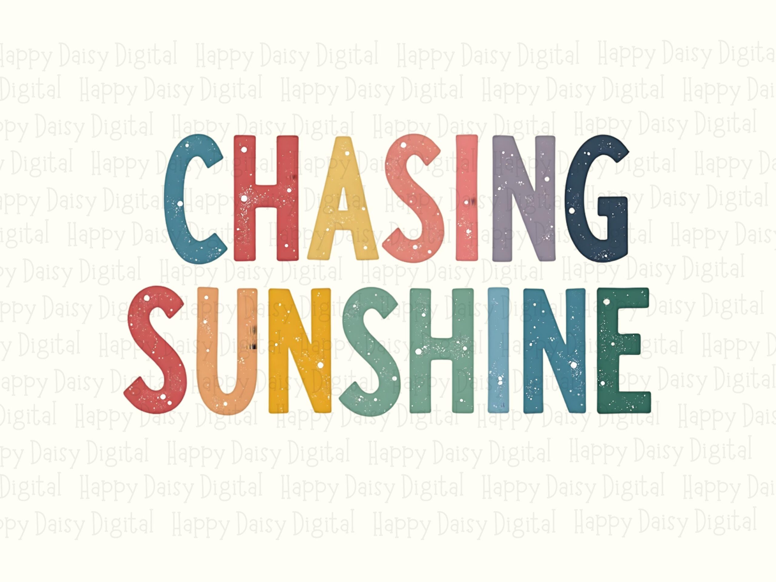 Chasing Sunshine, Retro Rainbow Typography PNG | Transparent 300 DPI, Sublimation Ready | POD Commercial License - Image 2