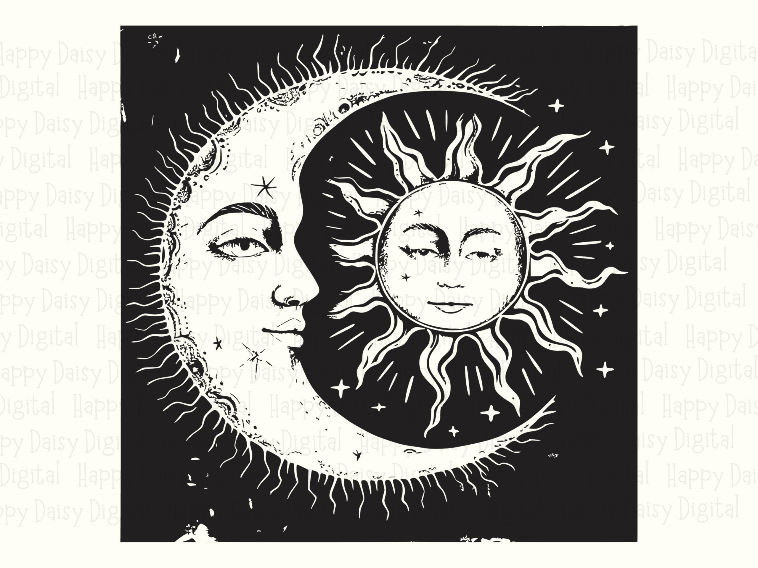 Moon Mandala, Black White Celestial Design - PNG SVG Files | Sublimation, Commercial Use, For POD Sellers - Image 2