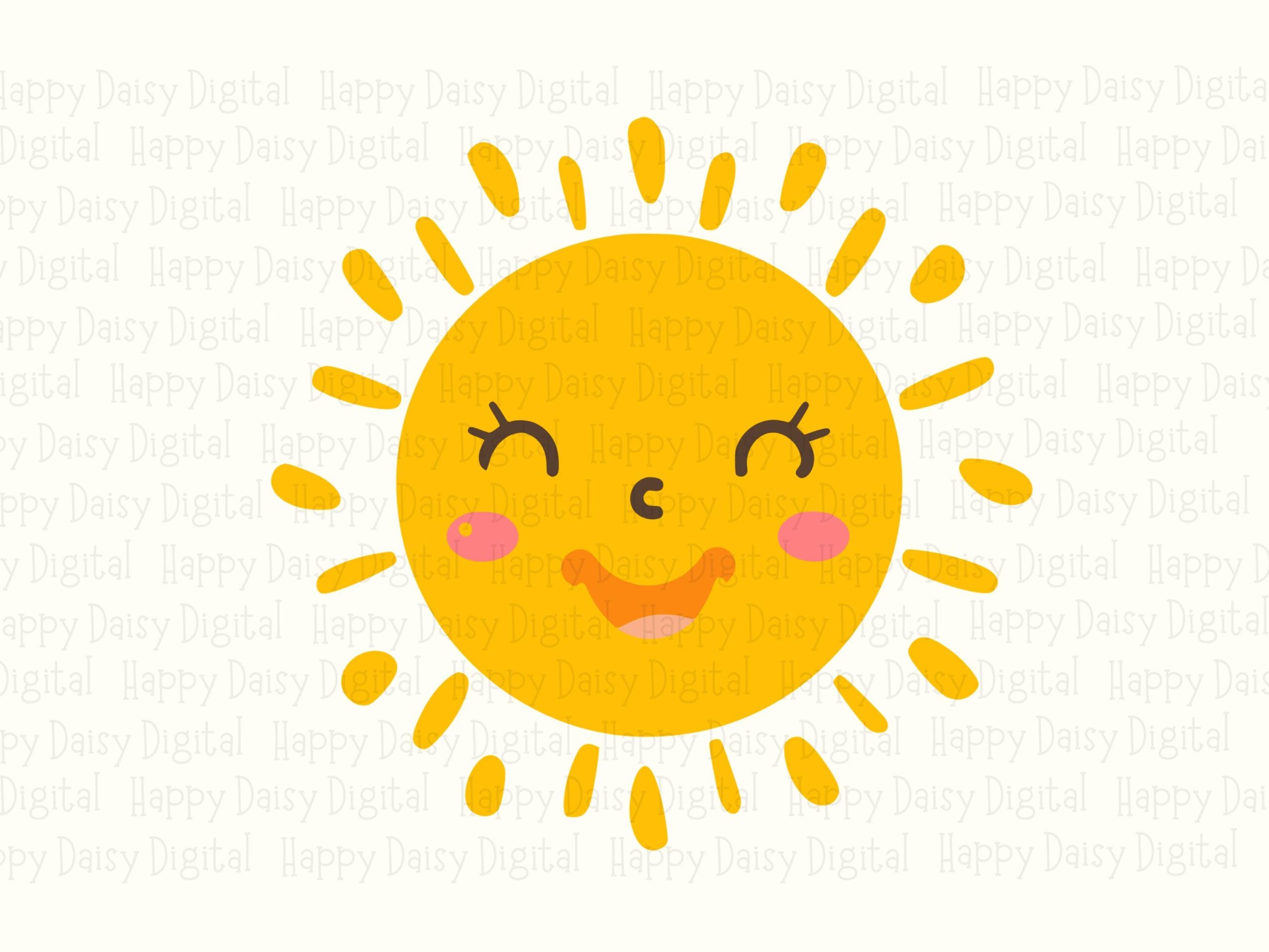 Happy Sun, Minimal Cute Face PNG SVG | Sublimation Digital File, 300 DPI, Commercial License, Print Ready - Image 2